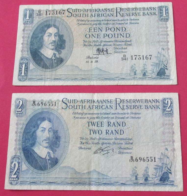 ONE POUND + TWO RAND - M.H. de KOCK + C. RISSIK