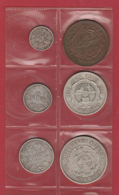 COMPLETE SET OF 1896 SILVER Z.A.R COINS + 1898 PENNY
