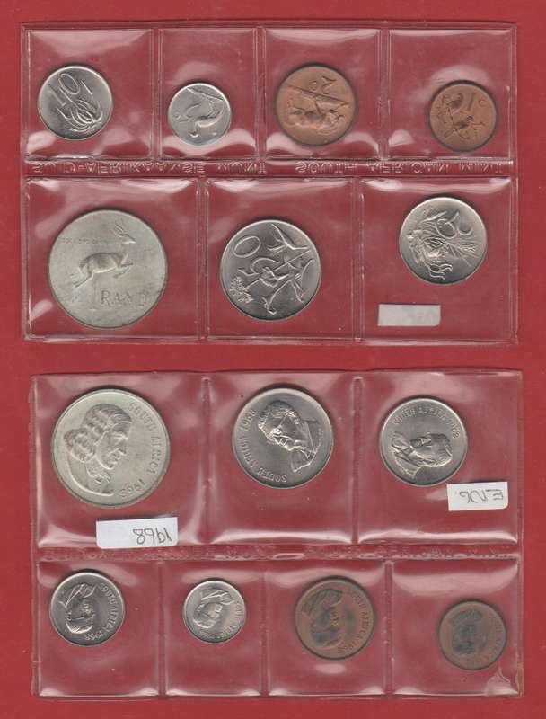 2 1968 UNC. SETS SEALED BY S.A. MINT - ENGLISH + AFRIKAANS LEGEND