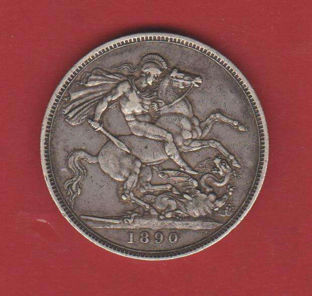 G. BRITIAN QUEEN VICTORIA SILVER CROWN 1890 JUBILEE HEAD