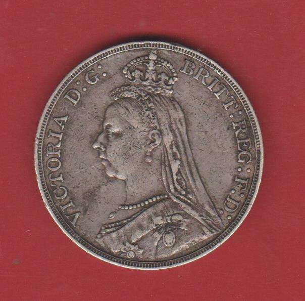 G. BRITIAN QUEEN VICTORIA SILVER CROWN 1890 JUBILEE HEAD