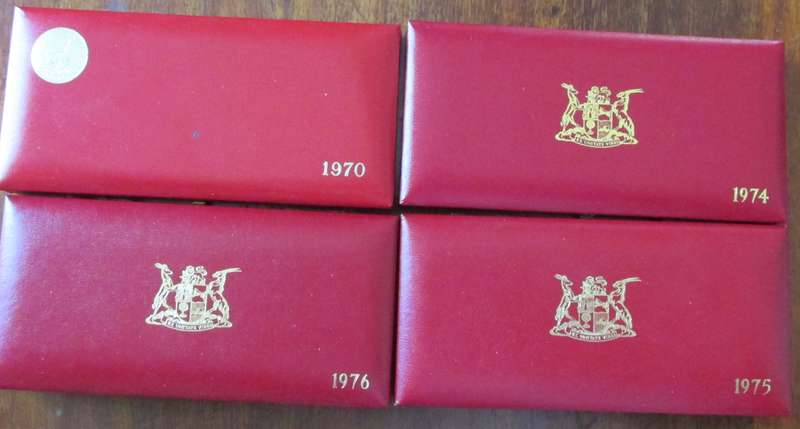 4 PROOF SETS - 1/2 CENT TO SILVER RAND - NO GOLD