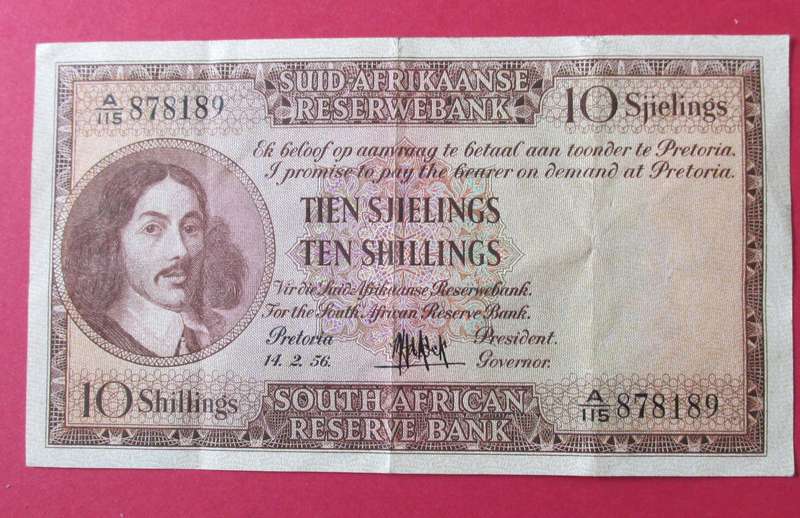 TEN SHILLINGS 1956  M.H. de KOCK - 3rd ISSUE