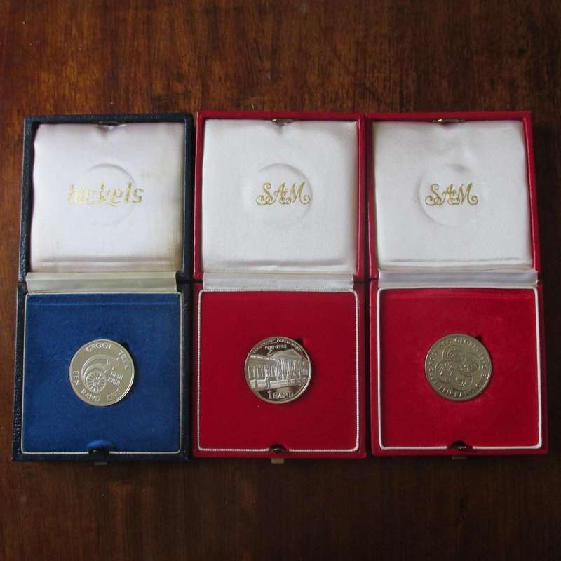 3 PROOF SILVER RANDS + 1 UNC.