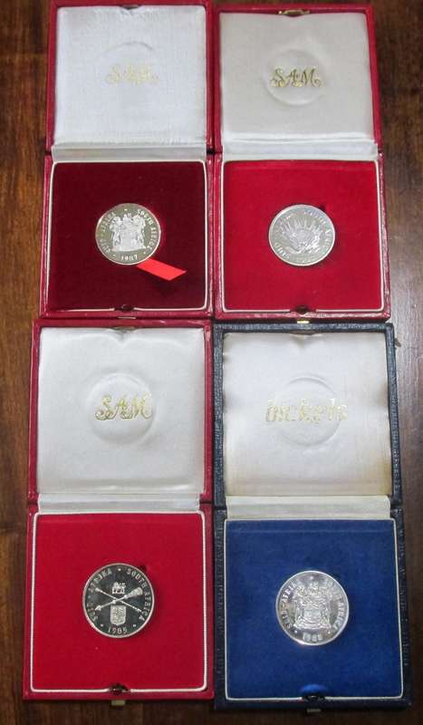 3 PROOF SILVER RANDS + 1 UNC.