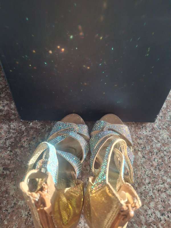 Glamorous Gold & Diamanté Strappy Heels  Size 38