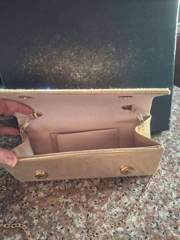 Stunning Gold & Diamanté Clutch Handbag