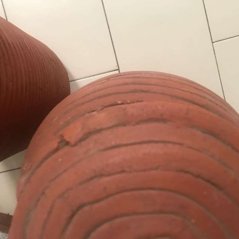 Twin Terracotta pots with lids