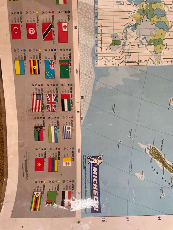 Large laminated word map 1.4m x 1m