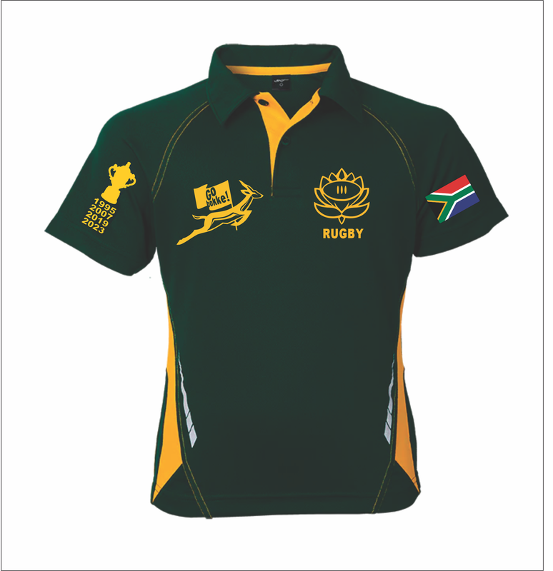 Custom Springbok supporter's shirt with your Name and Number on back