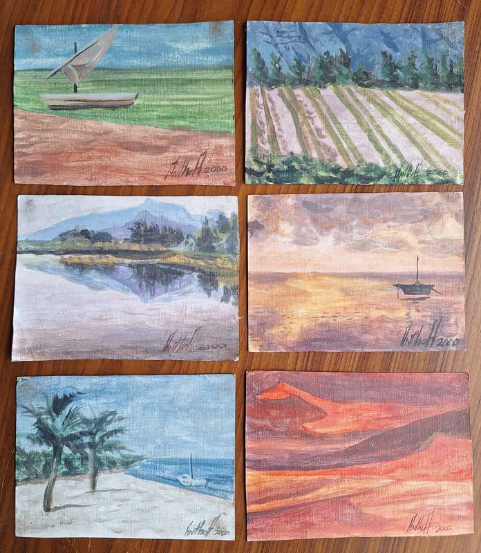 Anthea Delmotte 6x postcard size original paintings