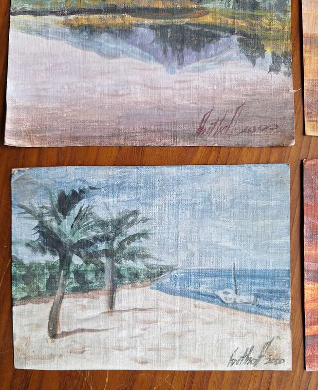 Anthea Delmotte 6x postcard size original paintings