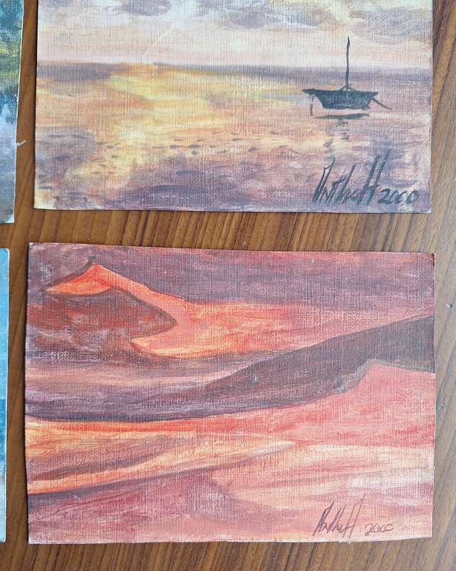 Anthea Delmotte 6x postcard size original paintings