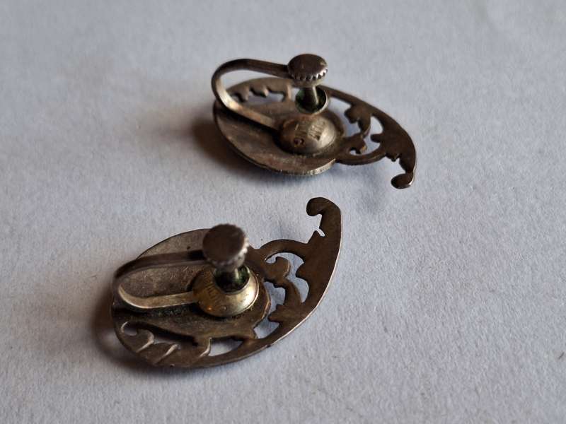 Antique silver engraved earrings