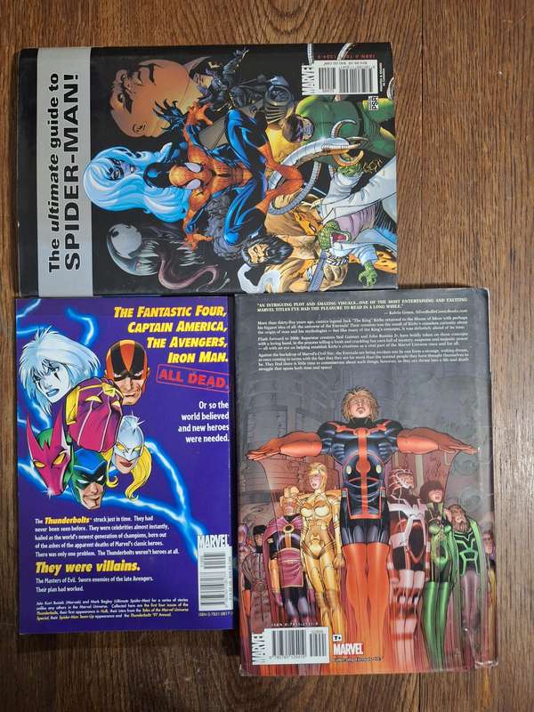 3x Marvel books Thunderbolts, Eternals and encyclopedia