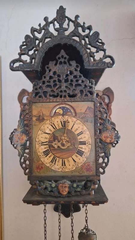 Old wall clock Dutch Stultyen stool clock Stoelklok