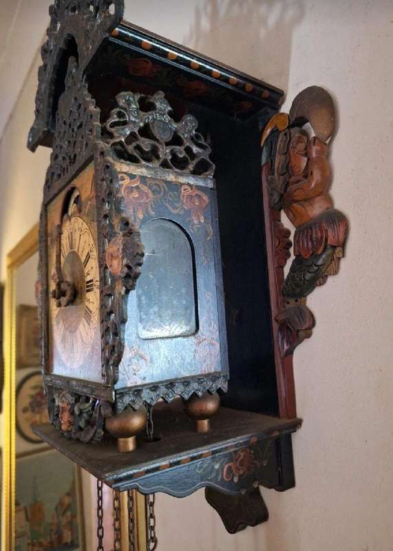 Old wall clock Dutch Stultyen stool clock Stoelklok