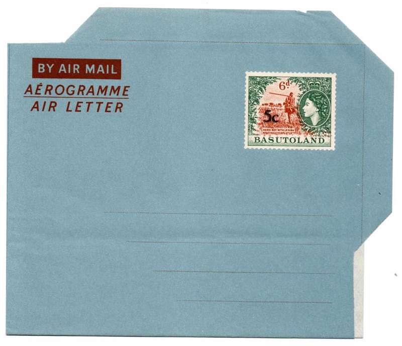 Basutoland - 1961 QEII 5c Surcharge Air Letter H&G 8