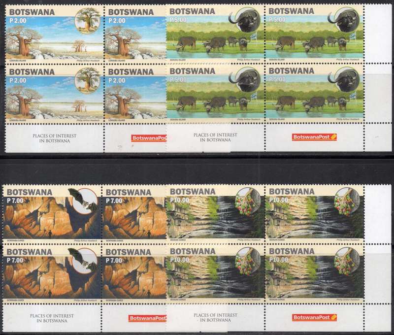 Botswana - 2019 Places of Interest Corner Block Set MNH