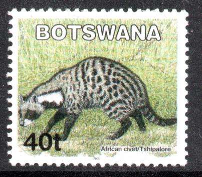 Botswana - 2002 Mammals 40t Civet 2005 Reprint MNH SG 978a