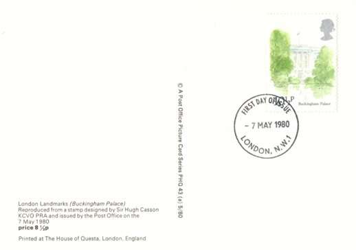 Great Britain - 1980 London Landmarks 10? Buckingham Palace Maxi Card