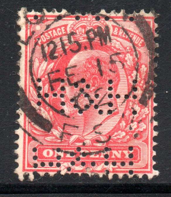 Great Britain - 1902 KEVII 1d Perfin H&H Used