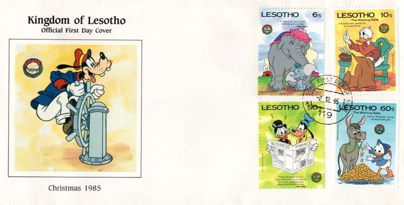 Lesotho - 1985 Christmas Brothers Grimm Disney FDC