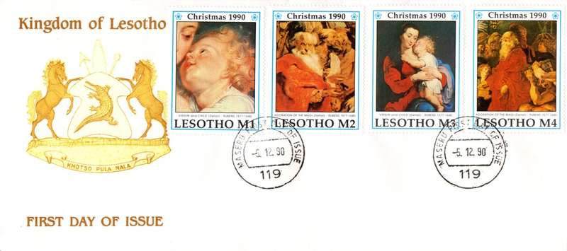 Lesotho - 1990 Christmas Paintings by Rubens FDC 2
