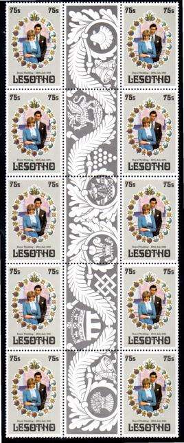 Lesotho - 1981 Royal Wedding Gutter Strip Set MNH SG 451-453