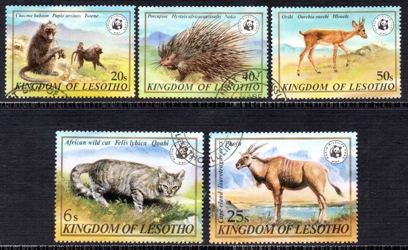 Lesotho - 1982 WWF Wildlife Set Used SG 468-472