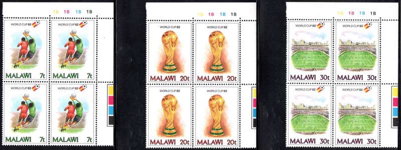 Malawi - 1982 World Cup 1B Corner Block Set MNH SG 658-660