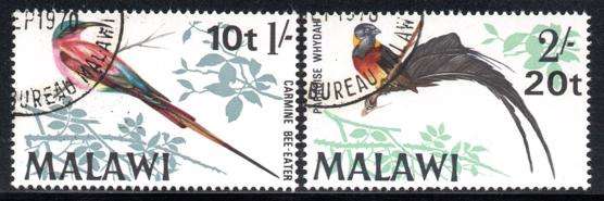 Malawi - 1970 Birds Decimal Surcharges Set Used SG 356-357