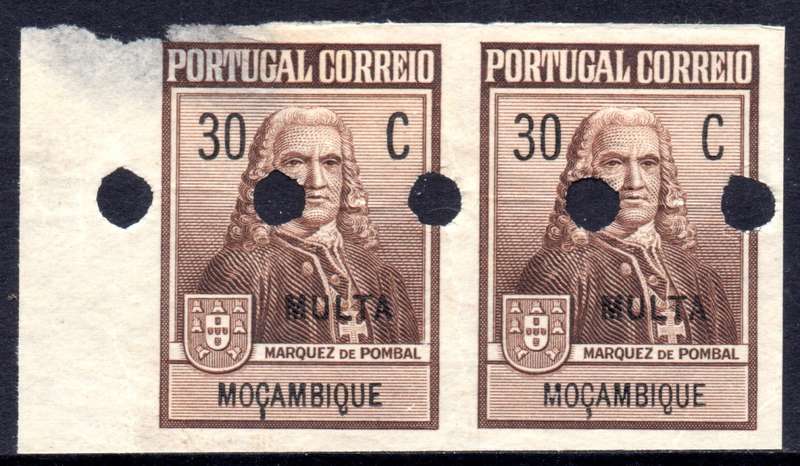 Mozambique - 1925 Marquis de Pombal 30c Multa Imperf Proofs MH