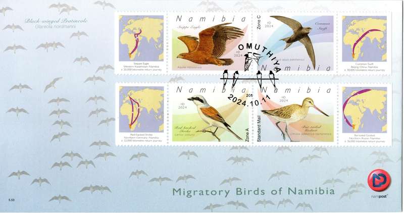 Namibia - 2024 Migratory Birds FDC 5.53