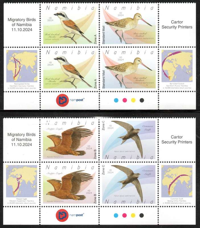 Namibia - 2024 Migratory Birds Control Block Set MNH