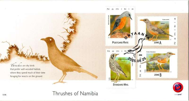Namibia - 2025 Thrushes FDC 5.47