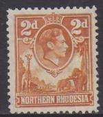 Northern Rhodesia - 1938 KGVI 2d yellow-brown MNH SACC 31