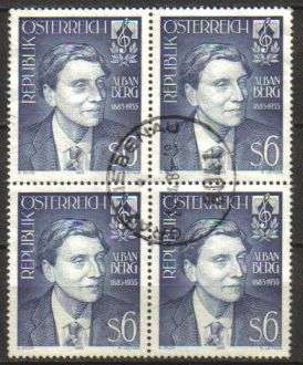 Austria - 1985 Birth Centenary of Alban Berg 6s Used Block of 4