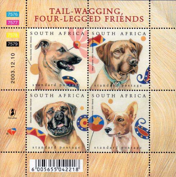 South Africa - 2003 Junass Dogs MS Reprint MNH SACC 1560a
