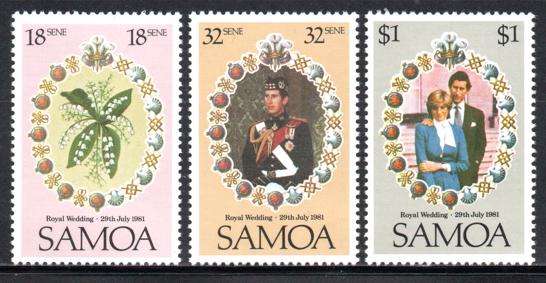 Samoa - 1981 Royal Wedding Set MNH SG 599-601