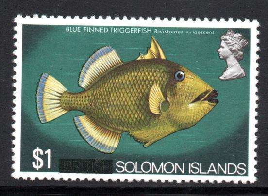 Solomon Islands - 1975 $1 Triggerfish white paper MNH SG 298a