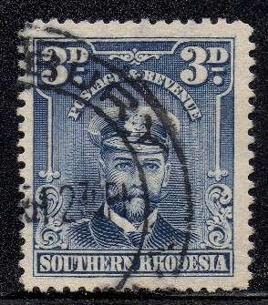 Southern Rhodesia - 1924 KGV Admiral 3d Used SACC 5