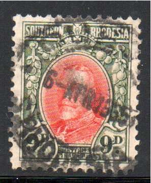 Southern Rhodesia - 1924 KGV 9d Used SACC 23