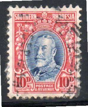 Southern Rhodesia - 1924 KGV 10d Used SACC 24