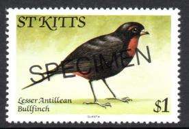 St Kitts - 1981 Birds $1 Finch SPECIMEN MNH SG 67A