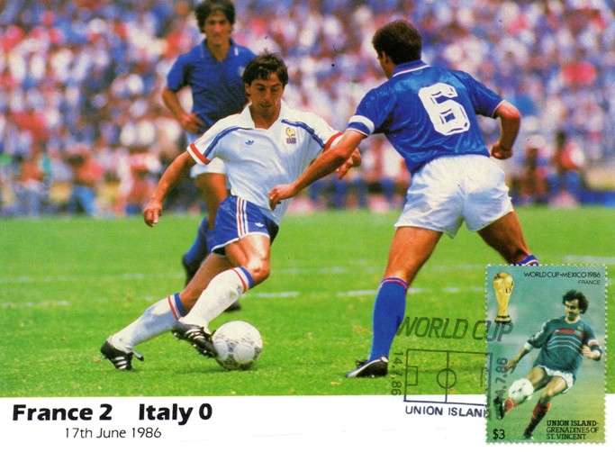 Union Island Grenadines of St Vincent - 1986 World Cup France vs Italy Maxi Card