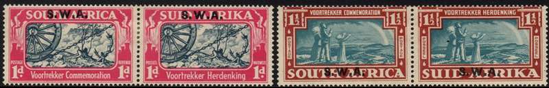 SWA - 1938 Voortrekker Centenary Memorial Set of Pairs Mint SACC 136-137