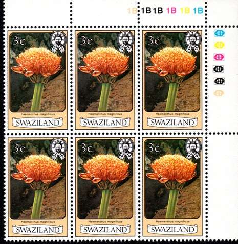 Swaziland - 1980 Flowers 3c p12 1B Corner Block MNH SG 342Ac