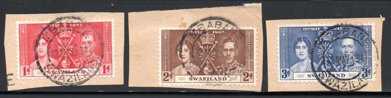 Swaziland - 1937 Coronation Set  CORONATION CANCEL SACC 24-26
