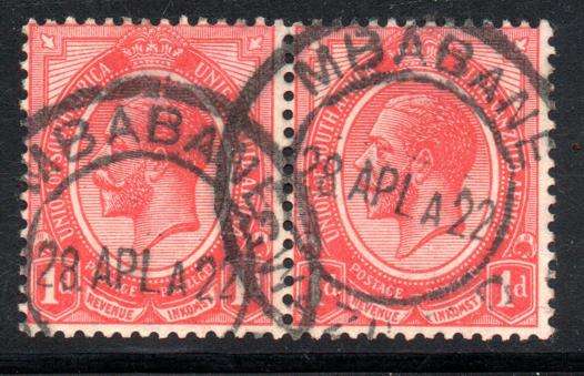 Swaziland - 1922 1d Union Pair Used in Swaziland